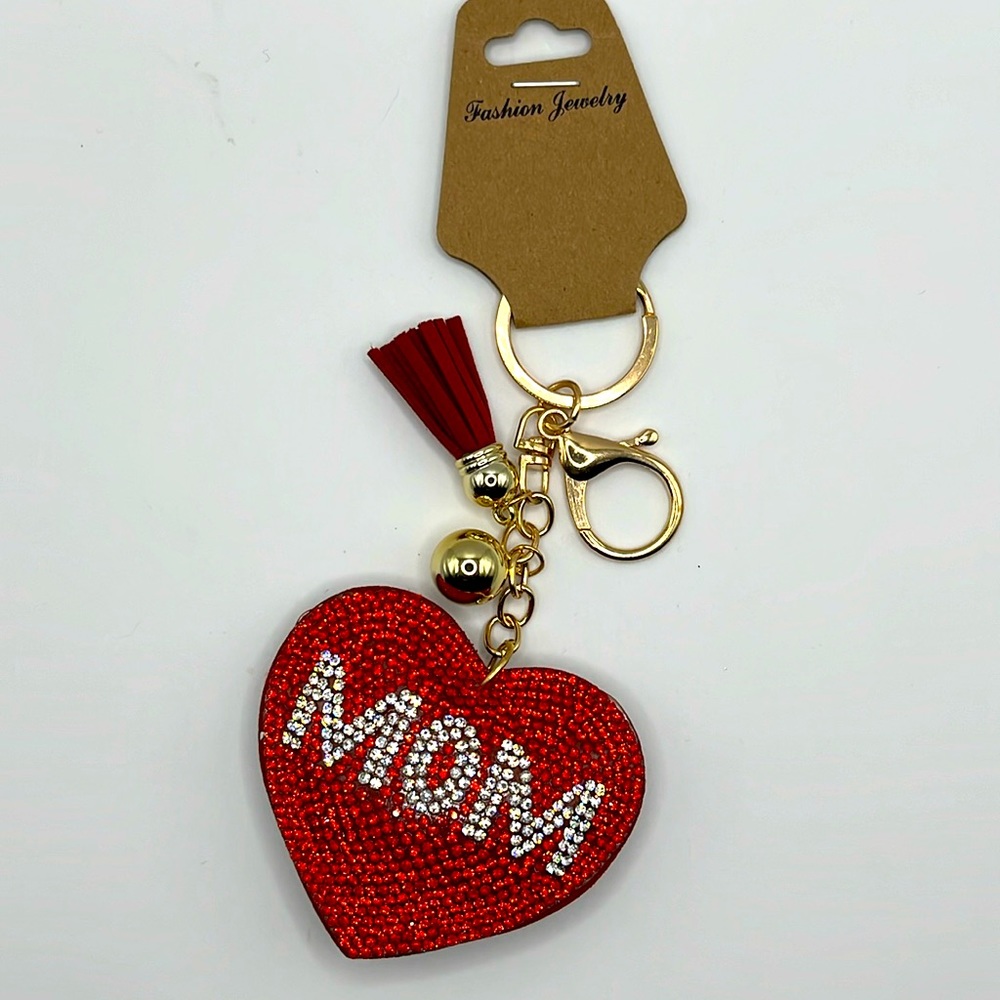Puffy “MOM” Tassel Keychain